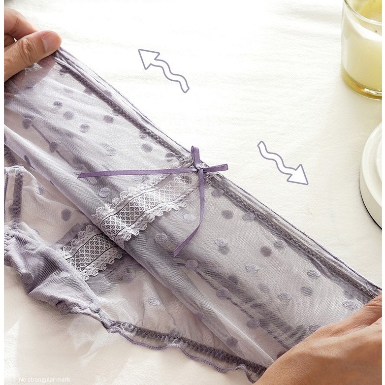 Quần lót nữ lưới dây ren nơ ruy băng thoáng khí Lolita sexy freesz hông 78-95cm M27 | BigBuy360 - bigbuy360.vn