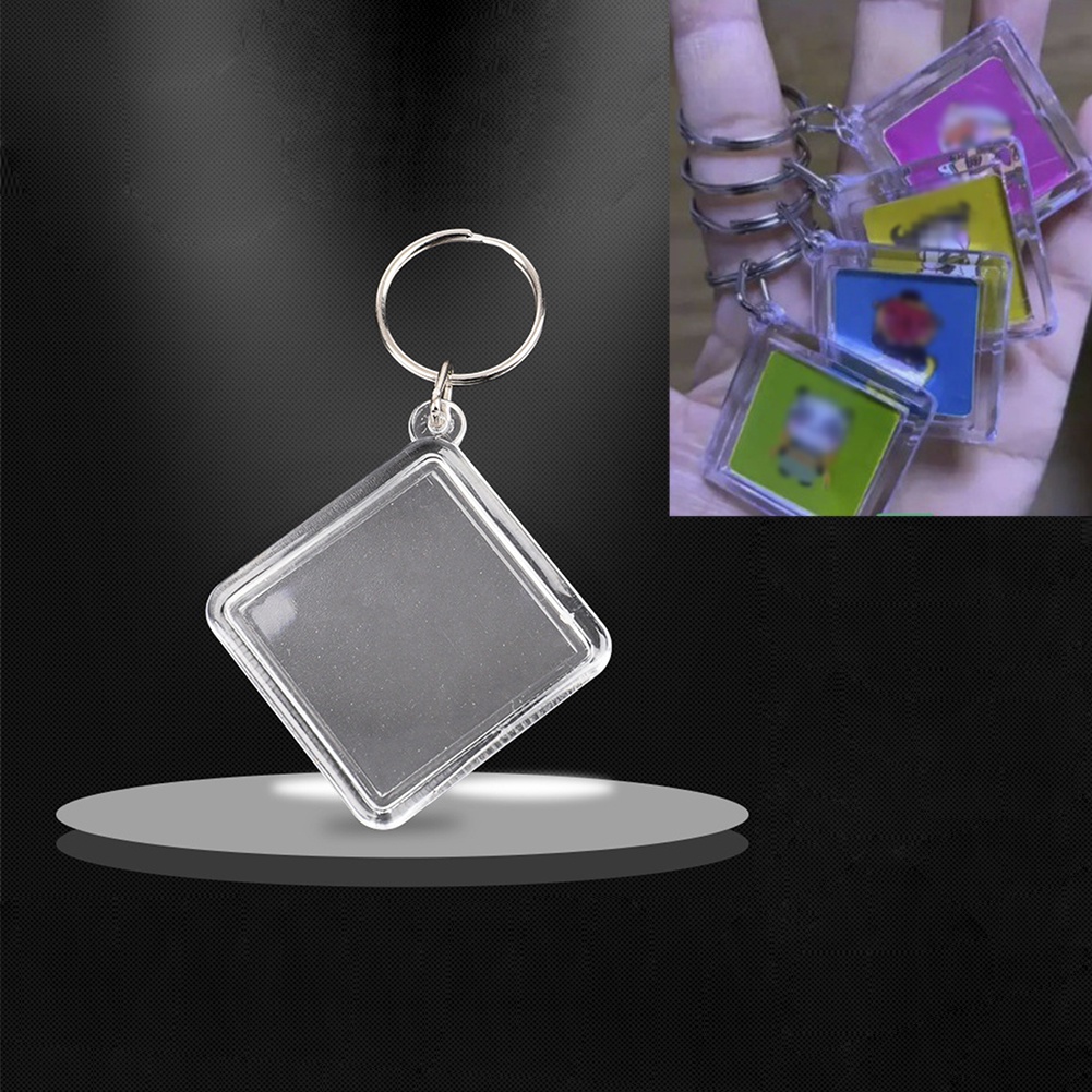 Móc Khóa Hình Vuông Bằng Acrylic Trong Suốt Dùng Làm Khung Ảnh