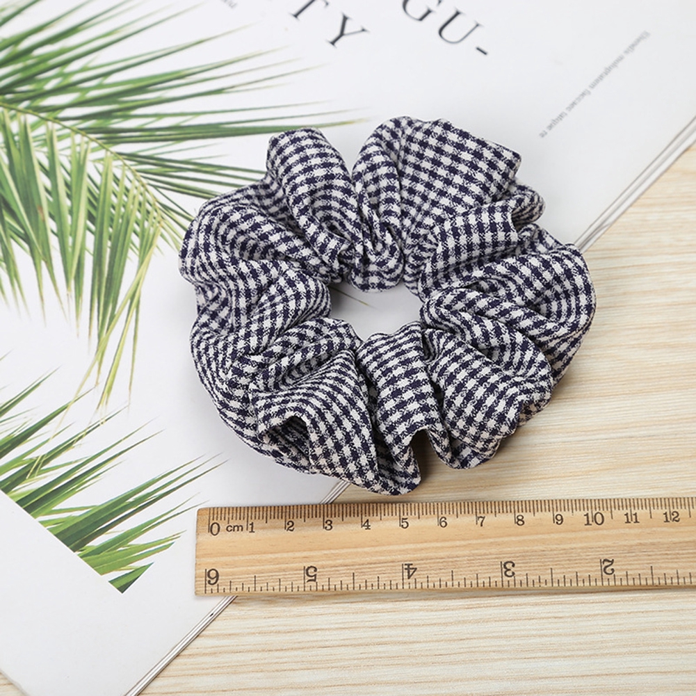 Dây buộc tóc bằng cao su co giãn in họa tiết sọc caro phong cách trẻ trung (Hair Scrunchies)