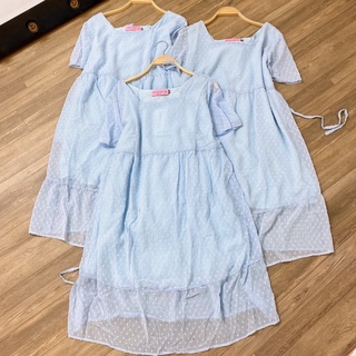 (50-75kg) Đầm bầu mùa hè - Váy bầu voan hạt gạo baby doll đuôi cá