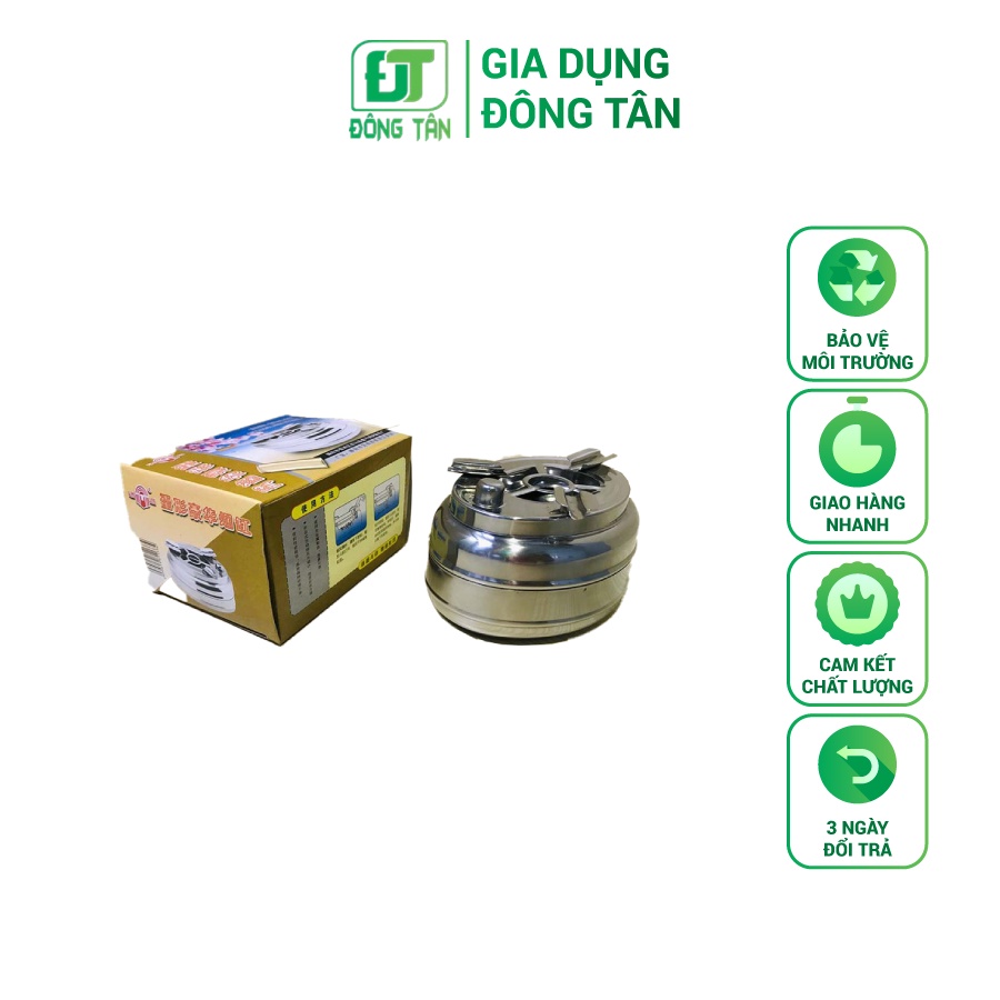 Gạt Tàn Thuốc Inox ĐÔNG TÂN Cao Cấp Có Nút Đóng Mở Cứng Cáp Chịu Va Đập
