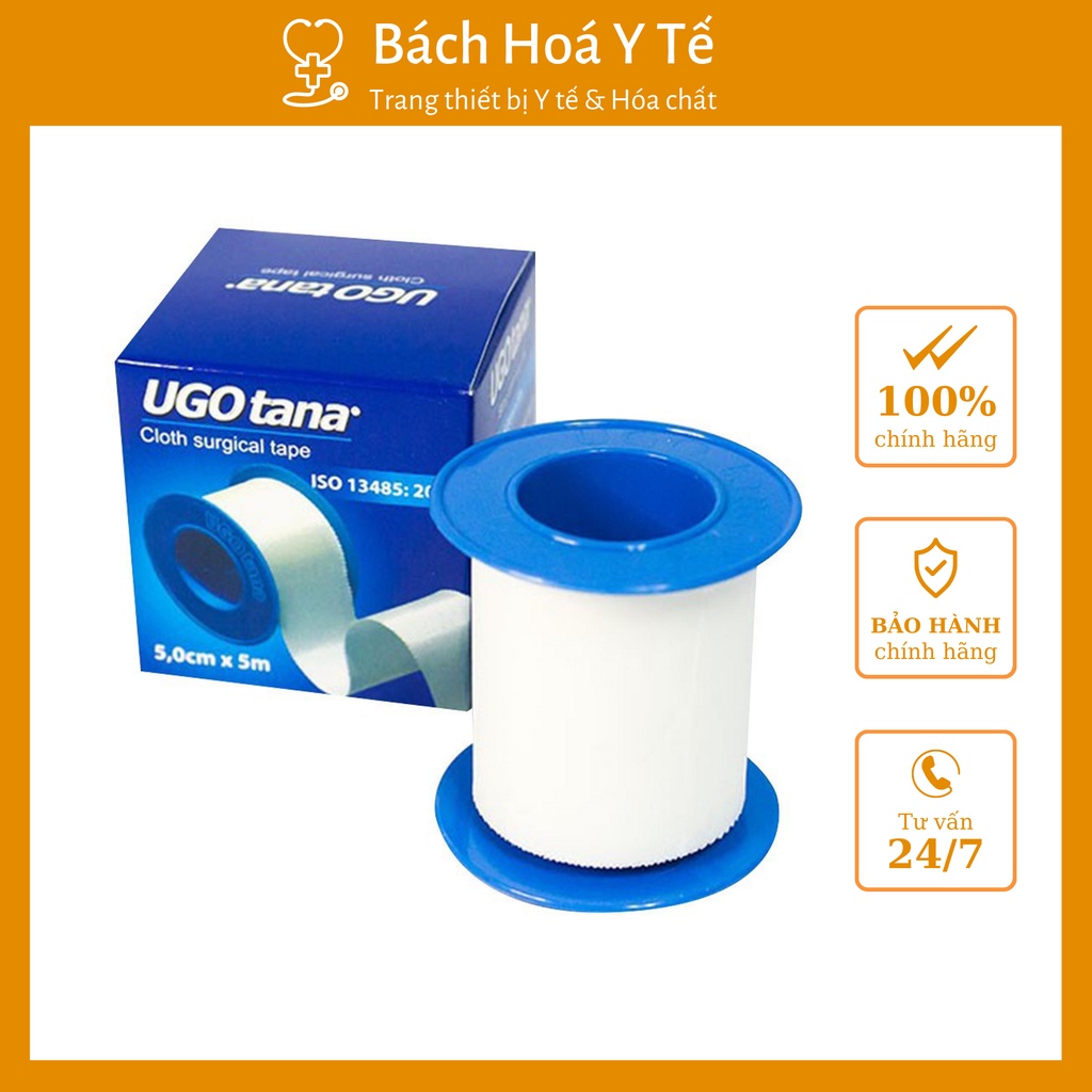 Băng keo lụa Urgotana, có độ dính cao, sản xuất Việt nam, Cuộn 5x5 cm Chính hãng.