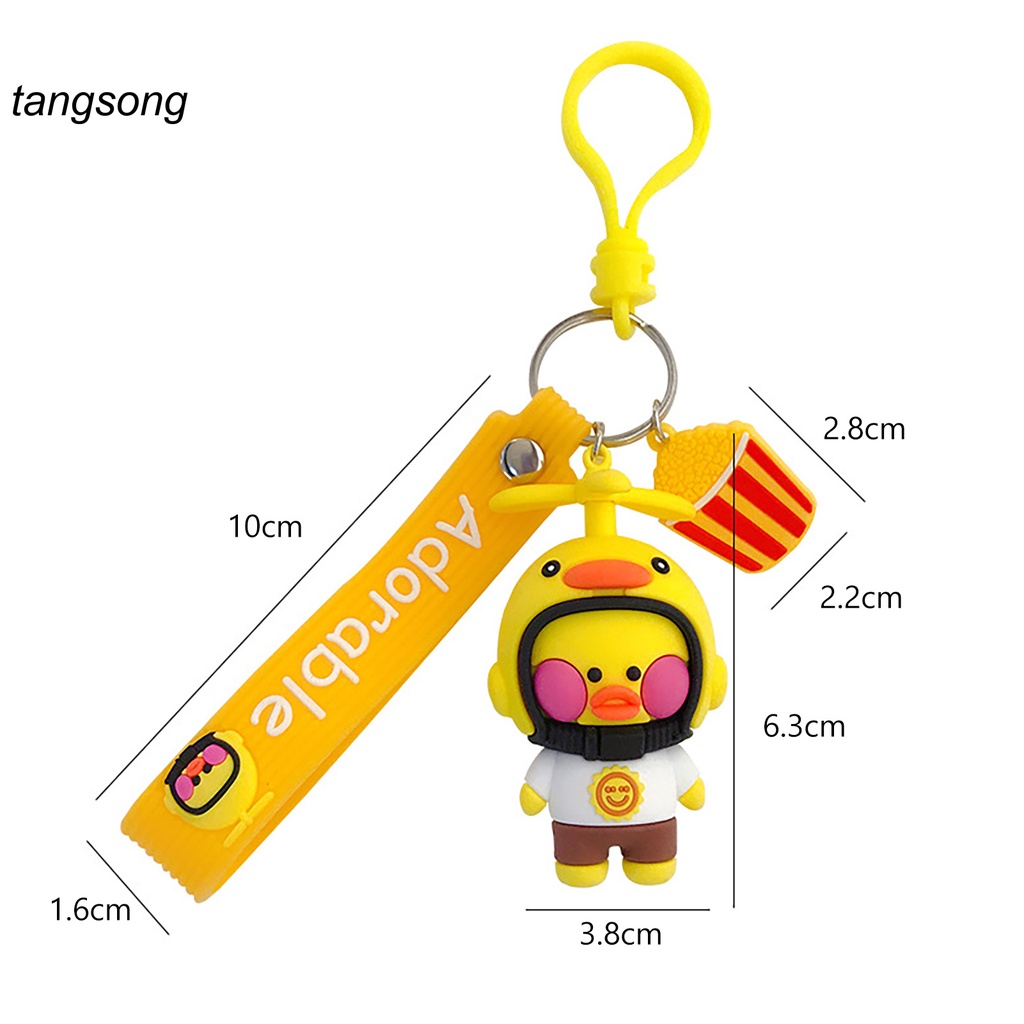 Móc khóa hình chú vịt đội mũ bảo hiểm nhỏ xinh đáng yêu