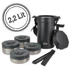 Hộp cơm giữ nhiệt LEBENLANG LBT856 bằng inox 304 với 4 khay riêng biệt, dung tích 2.2L - hàng chính hãng