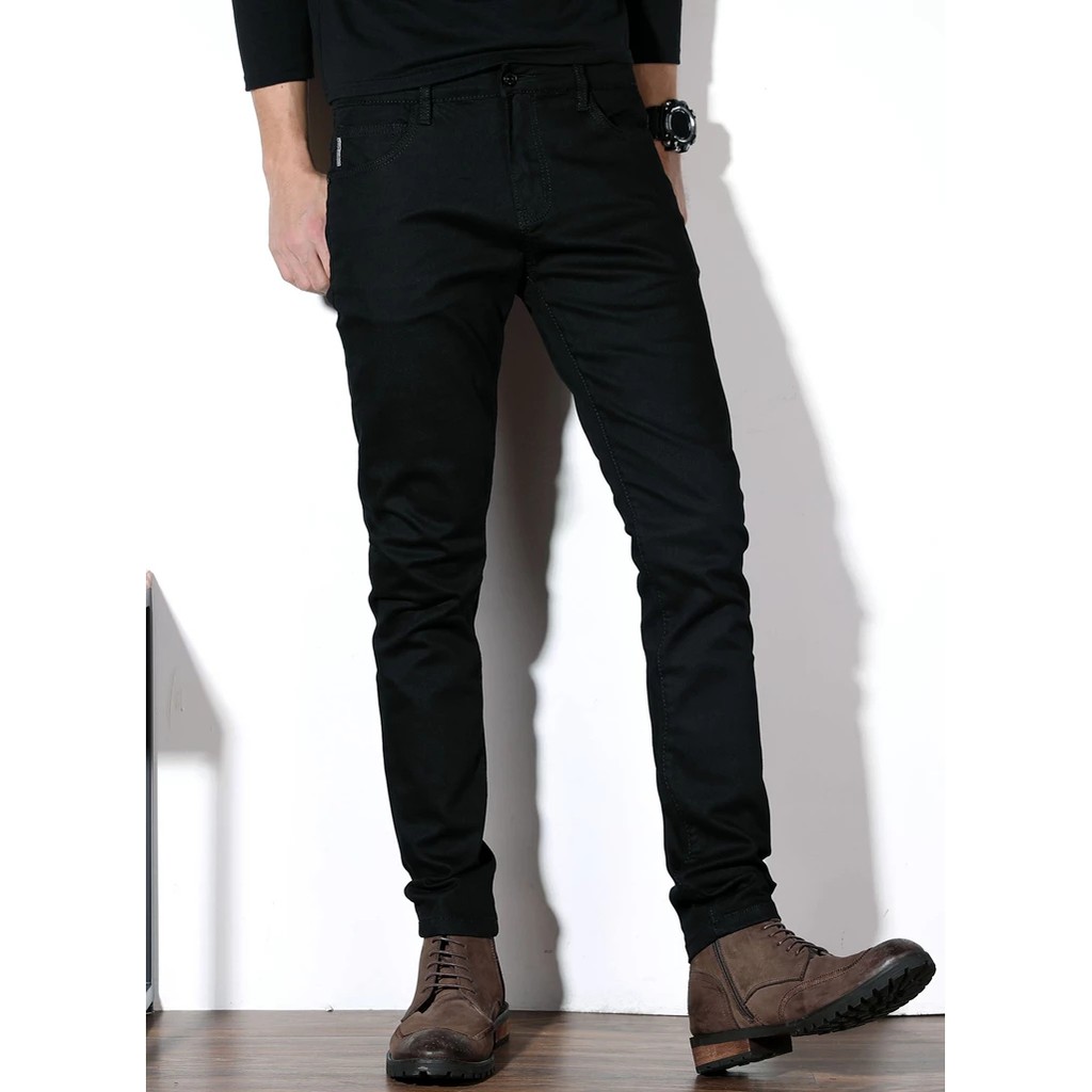 CÓ SIZE ĐẠI _ QUẦN JEAN NAM ĐEN TRƠN ỐNG CÔN DÁNG BODY VẢI CO GIÃN CAO CẤP CÓ BIG SIZE