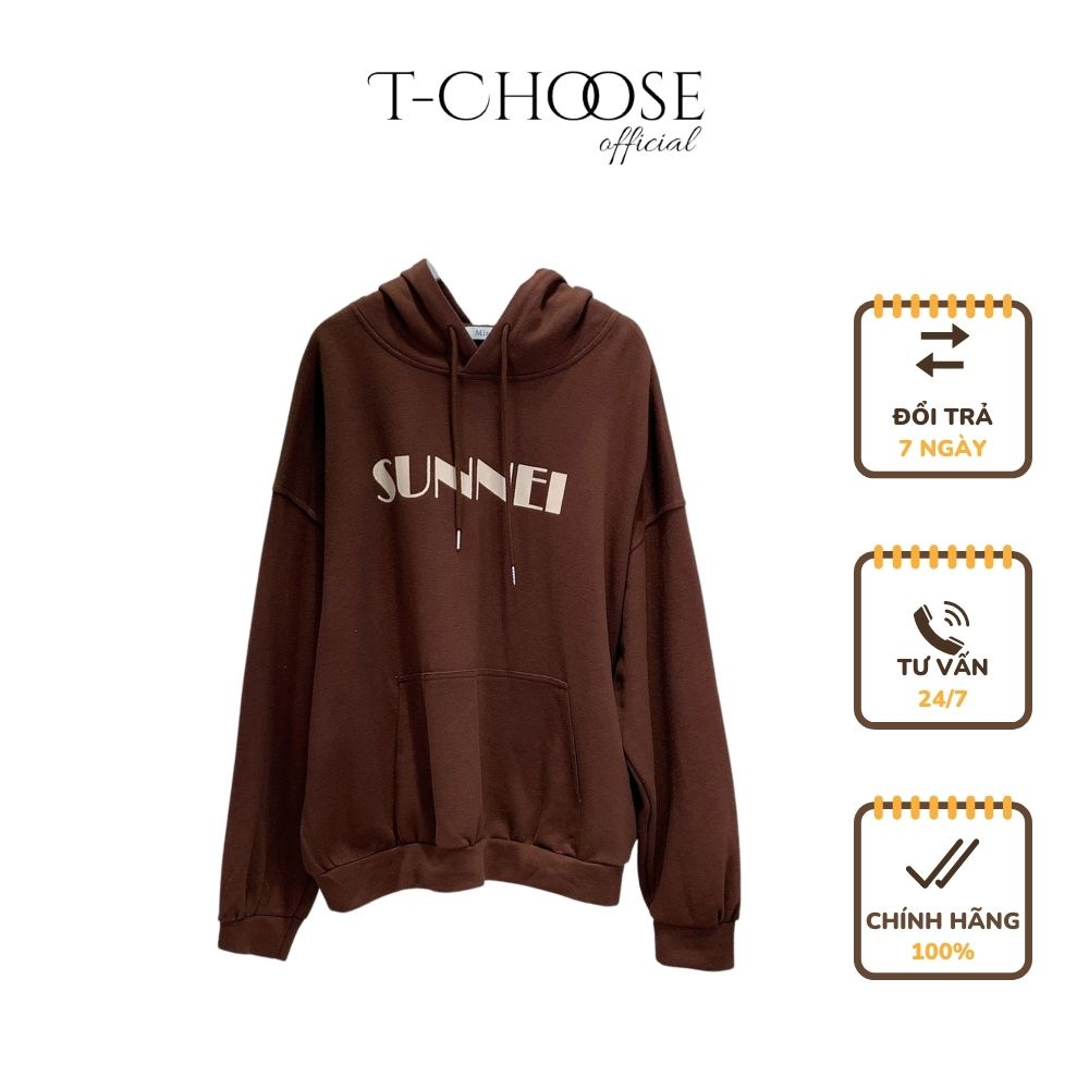 Áo hoodie Tchoose, áo hoodie nữ form rộng có mũ chất dày dặn ấm áp - T125