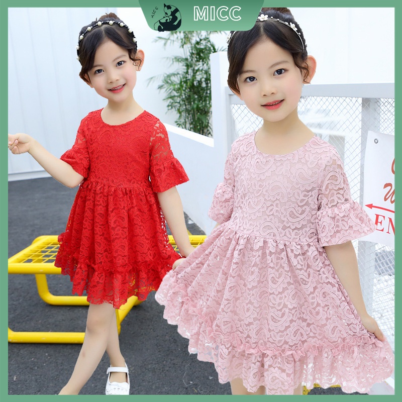 Đầm Công Chúa Phối Ren Thời Trang Phương Tây Cho Bé Gái 3-12 Tuổi