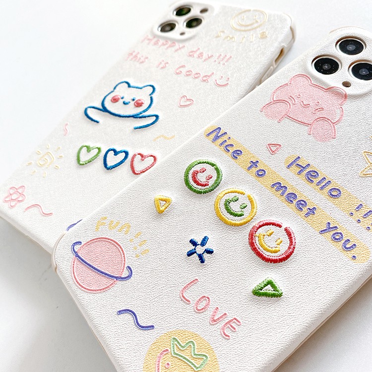 Ốp lưng iphone Gấu trắng thêu viền chống va đập 5/5s/6/6plus/6s/6splus/7/7plus/8/8plus/x/xr/xs/11/12/pro/max/plus/promax | BigBuy360 - bigbuy360.vn