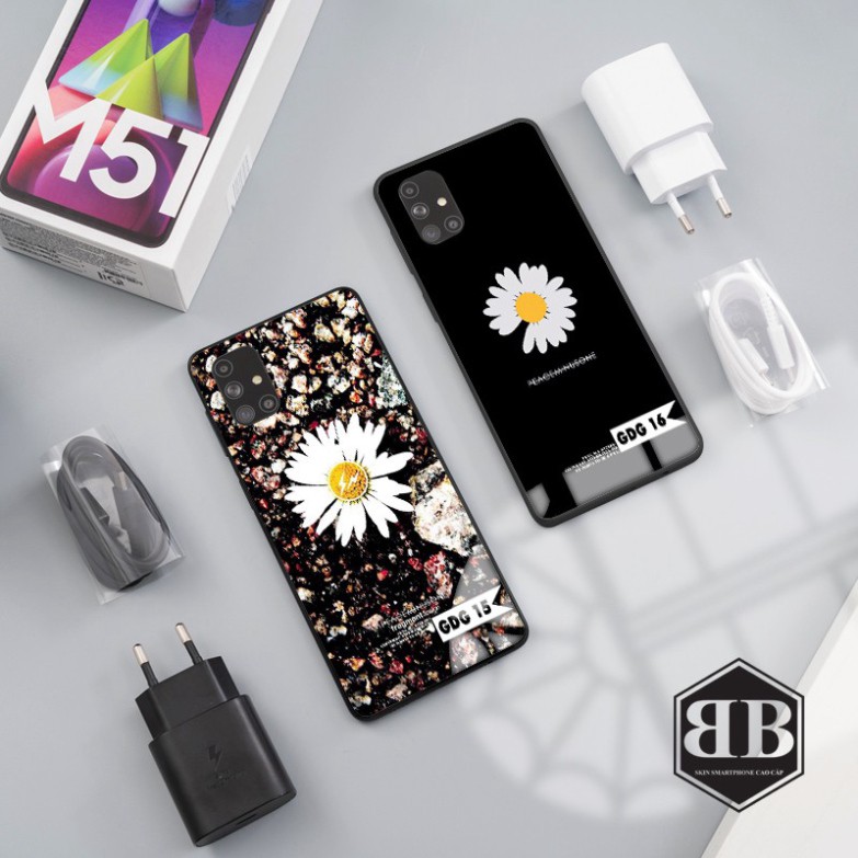 Ốp lưng kính cường lực Samsung Galaxy M51 hoa cúc hot trend