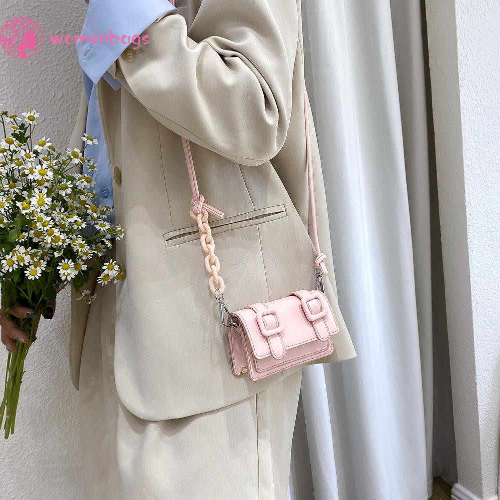 Túi Da Đeo Chéo Mini Màu Sắc Ngọt Ngào Cho Nữ