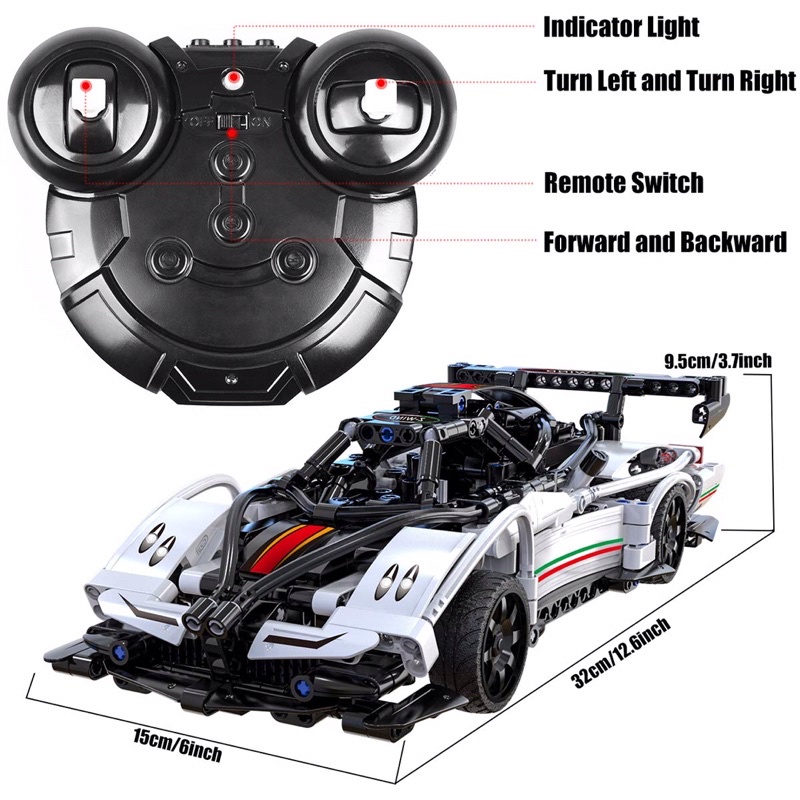 Đồ Chơi Lắp Ghép Kiểu Lego XE ĐUA Z-WIND Điều Khiển Từ Xa Hai Chế Độ APP + Tay Cầm Có Đèn LED Và Sạc Pin, Mẫu Xe Ô Tô
