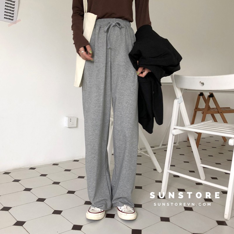 Quần culottes ống suông dáng dài chất thun quảng châu 2 màu xám và đen Ulzzang