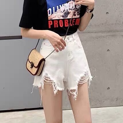 Quần Short Denim Lưng Cao Dáng Chữ A Ống Rộng Thời Trang Mùa Hè Phong Cách Hàn Quốc Mới Cho Nữ