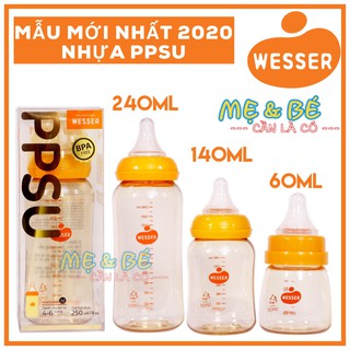 [MỚI NHẤT] BÌNH SỮA WESSER CỔ HẸP CAO CẤP PPSU MẪU MỚI 60ML/140ML/240ML
