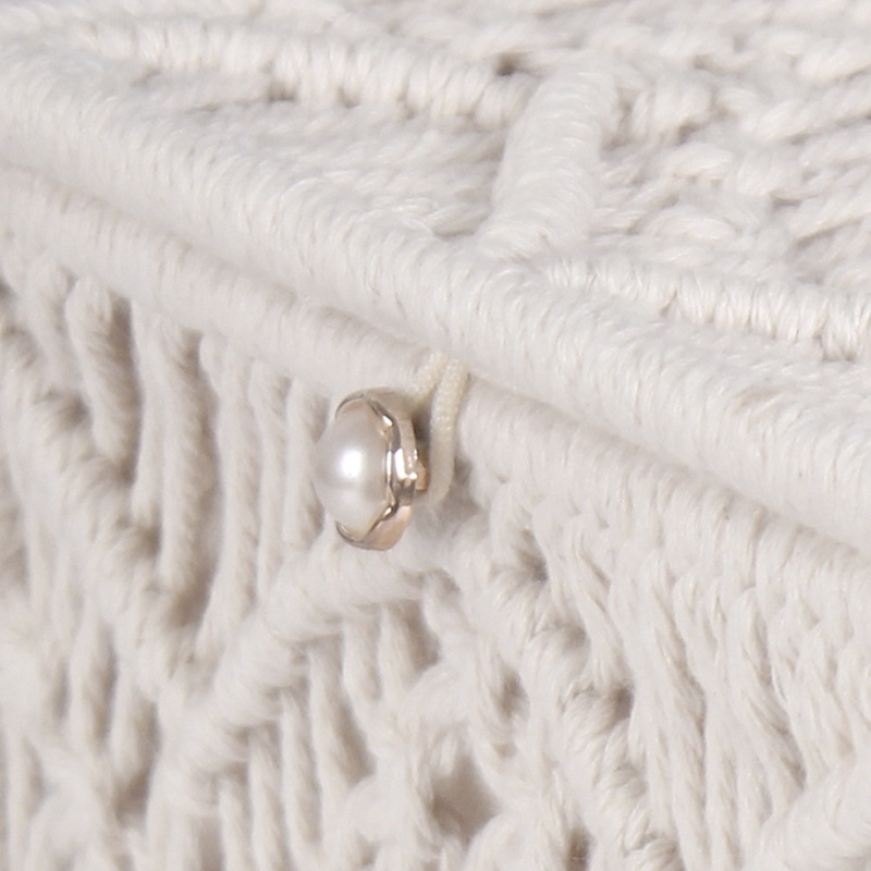 Hộp Đựng Khăn Giấy Bằng Cotton Dệt Tay Có Khóa Hạt Trang Trí Nhà Cửa / Văn Phòng