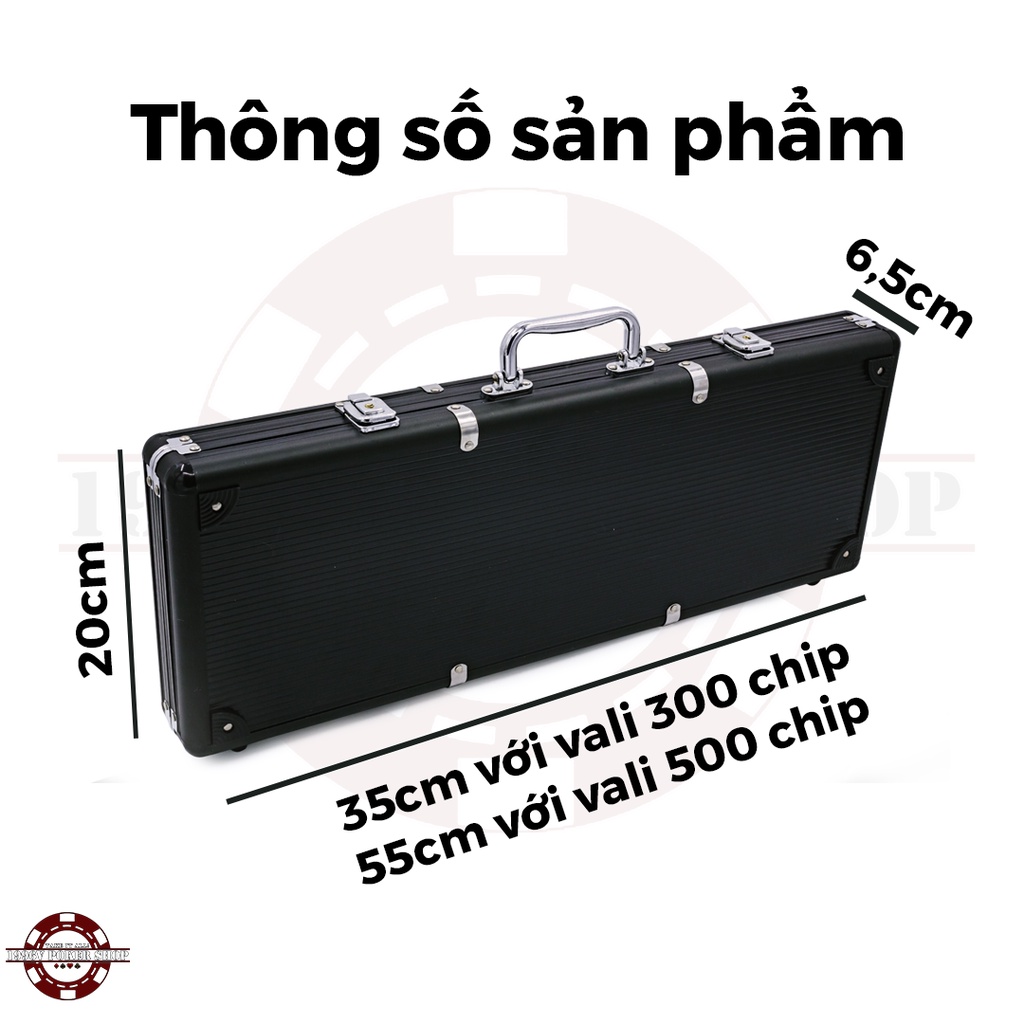 Vali nhôm đựng chip poker, màu xám bạc, đen sức chứa 300 / 500 phỉnh pocker - 1996V Poker Shop