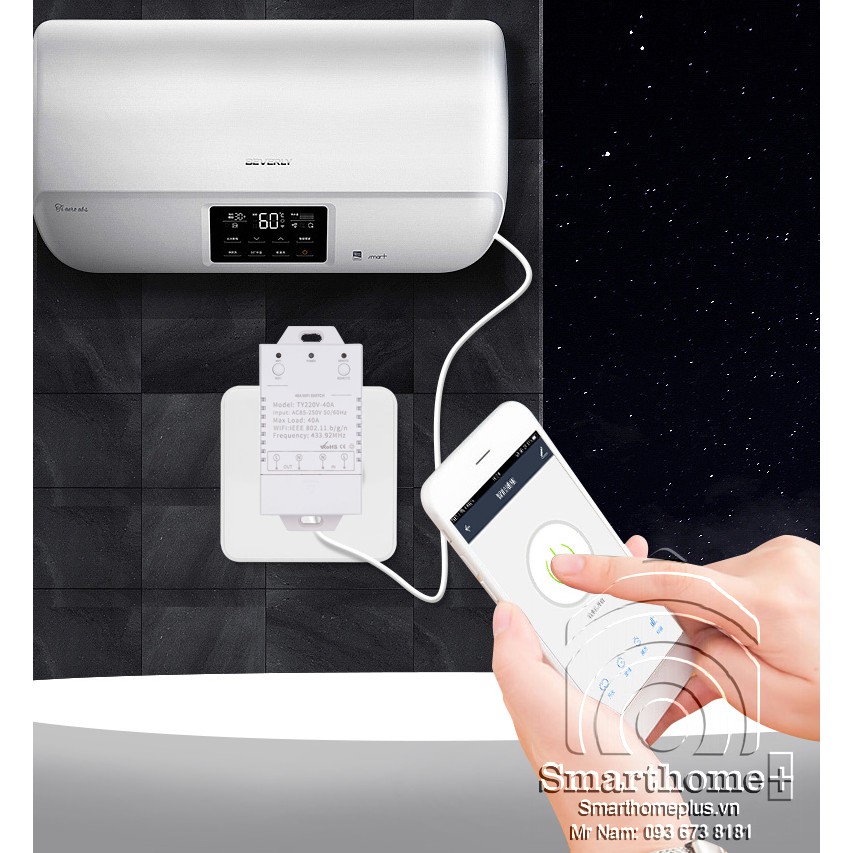 Công Tắc Wifi Và RF Công Suất Lớn 40A Tuya SHP-SW3