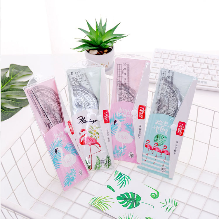 Bộ 4 thước kẻ tam giác nhiều màu tùy chọn phong cách Hàn Quốc dành cho học sinh