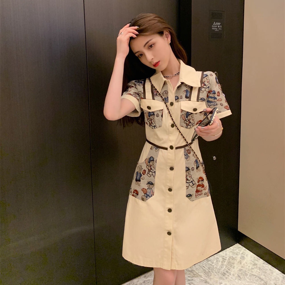 MUEL Original ~ Small Fragrant Style Dress Women's 2022 Summer New Foreign Style Age Reduction Leisure Polo Collar Dress