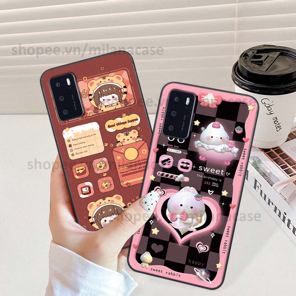 Ốp Oppo A16 hình đồng hồ icon gấu mèo cute cực dễ thương ngộ nghĩnh