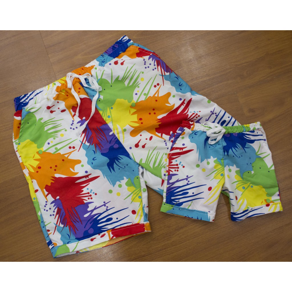 Quần short đi biển nhóm cao cấp Familylove – Họa tiết màu sắc tươi mát