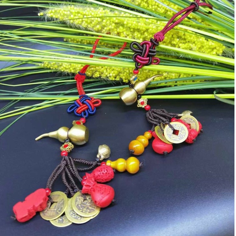 𝐅𝐑𝐄𝐄𝐒𝐇𝐈𝐏 Dây Treo Ô Tô Phong Thủy Hồ Lô Đá Vàng - Khánh Treo Xe Ô Tô Hồ Lô Đá Vàng Cao Cấp