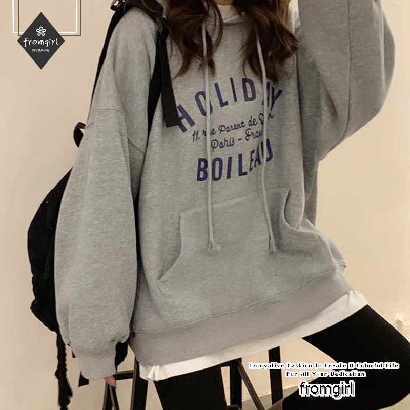 Áo Hoodie Mỏng Tay Dài Dáng Rộng Phong Cách Hàn Quốc Thời Trang Mùa Thu Mới Dành Cho Nữ ins2022