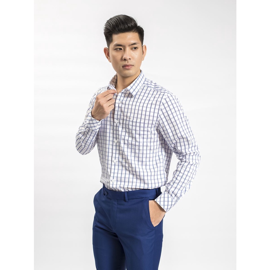 Áo sơ mi dài tay nam phom regular fit tà lượn chất vải thiên nhiên mềm mát không nhắn co dễ làm sach ALS62208