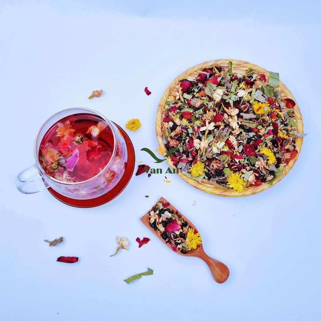 1KG Trà gạo lứt đậu đen HTX Vạn An mix lá dứa hoa nhài lá sen giảm cân hạ mỡ máu hỗ trợ  tiểu đường