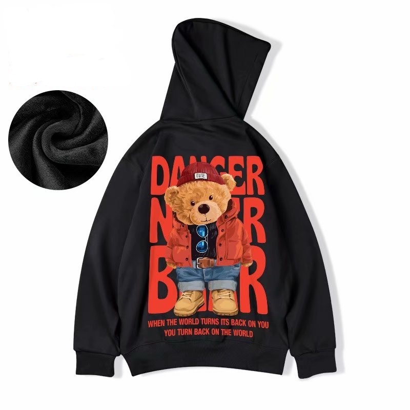 Áo khoác hoodie dáng rộng in hình phong cách thu đông cho nam size lớn