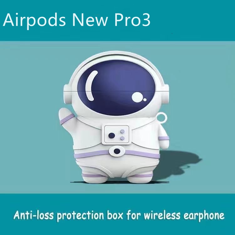 Vỏ Bảo Vệ Hộp Sạc Tai Nghe Airpod pro3 2022 Bằng Silicon Hình Phi Hành Gia Hoạt Hình Có Móc Treo
