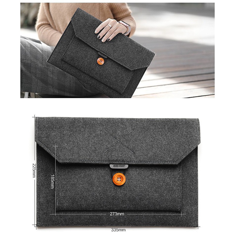 Túi đựng laptop thích hợp cho Apple Macbook Air Pro Retina 13 chất liệu mềm màu xám đậm | BigBuy360 - bigbuy360.vn