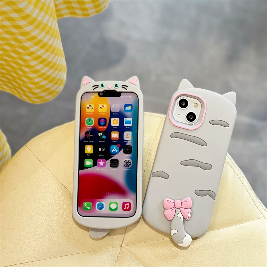 Hoạt Hình Ốp Điện Thoại Silicon Mềm Hình Mèo Dễ Thương Cho iphone 11 12 13 14 15 pro max