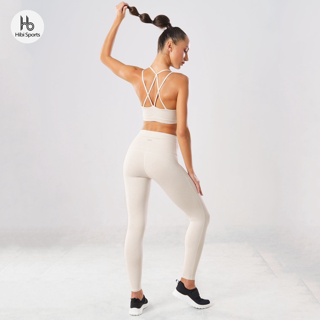 Set đồ tập yoga nữ Hibi Sports H132, áo bra thể thao 4 dây, quần lưng cao, kèm mút nâng ngực thumbnail