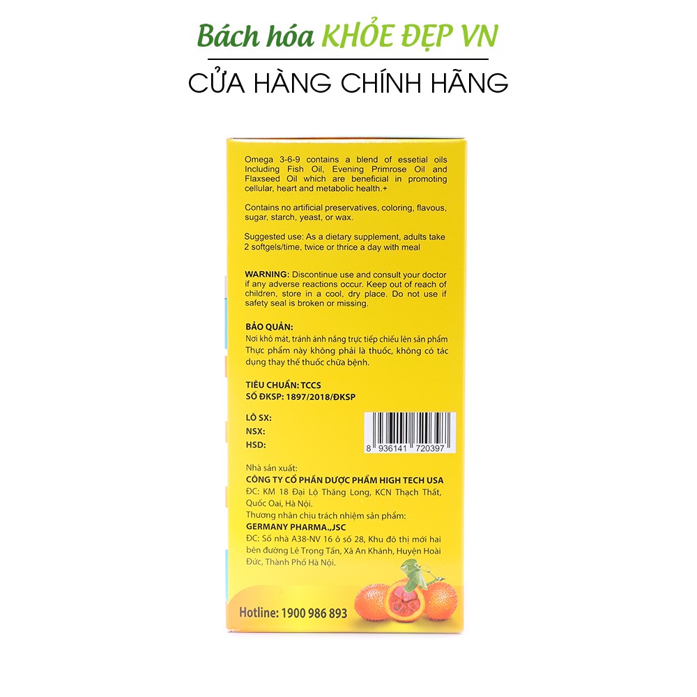 Viên dầu cá Omega 3 6 9 Bổ não, sáng mắt, khỏe mạnh tim mạch - Hộp 100 viên | BigBuy360 - bigbuy360.vn