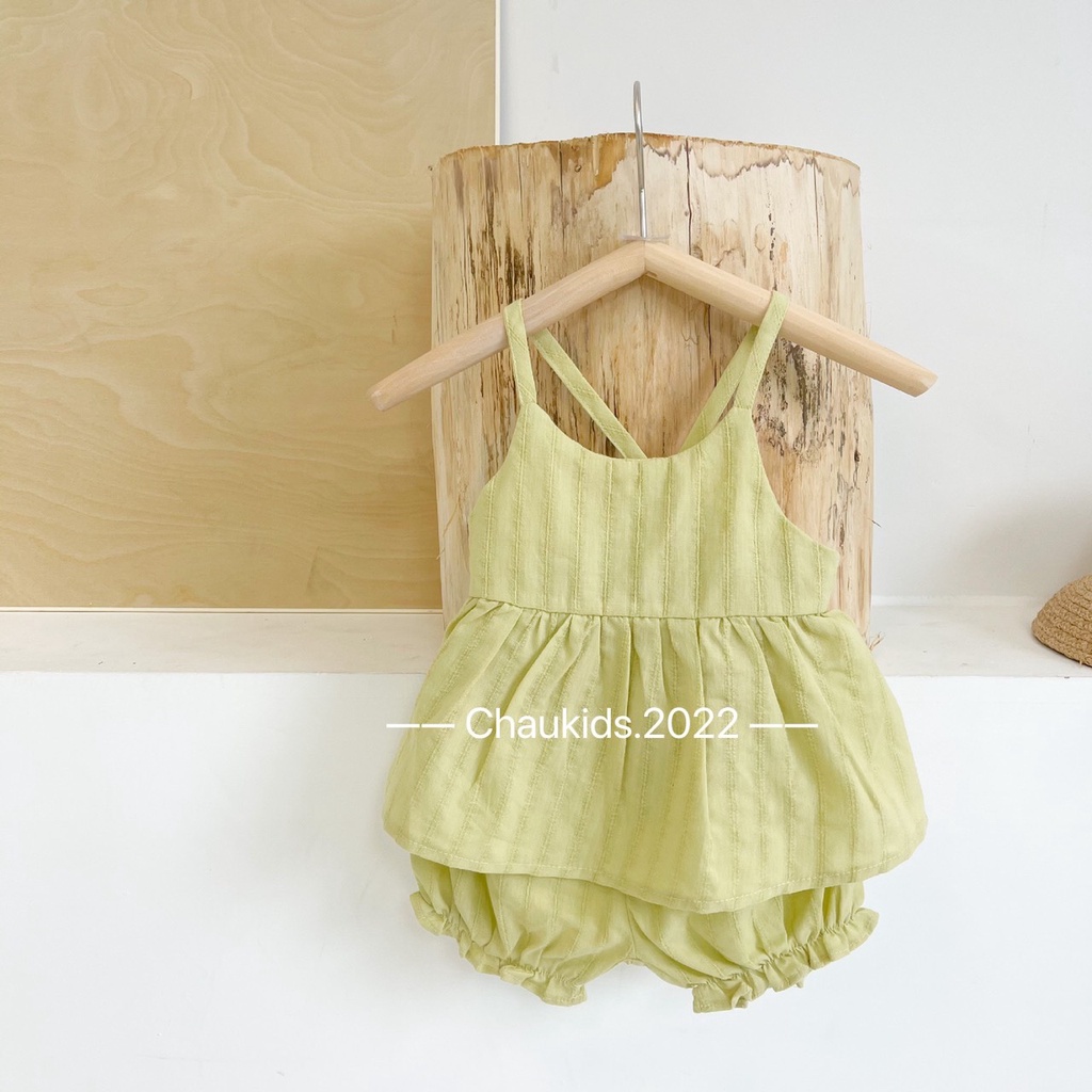 Bộ cộc tay bé gái, bộ quần áo thiết kế 2 dây chất thô boy siêu mát mẻ cho bé