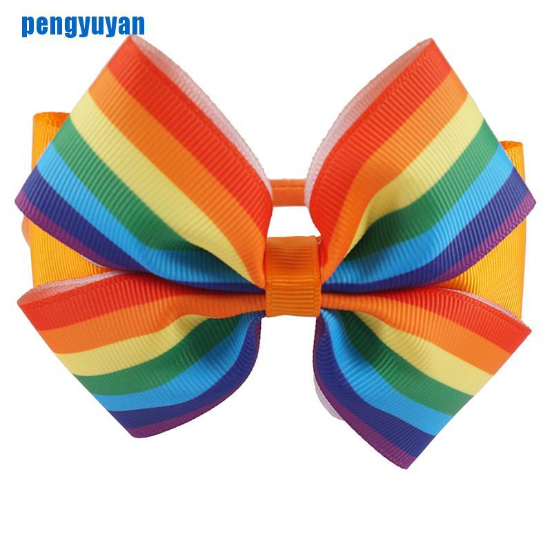 Băng Đô Nơ Màu Cầu Vồng Dễ Thương Xinh Xắn