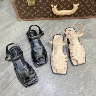 Sandal mũi vuông rọ đan da mềm đế chắc
