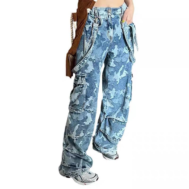 Quần Yếm Ống Rộng Họa Tiết Rằn Ri Thời Trang Dành Cho Nữ