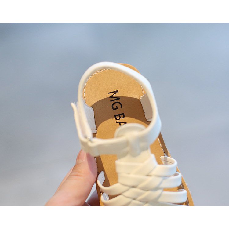 Sandal quai dây cho bé gái - dép quai hậu cho bé có quai dán đế mềm chống trượt da mã v533 (ảnh thật)