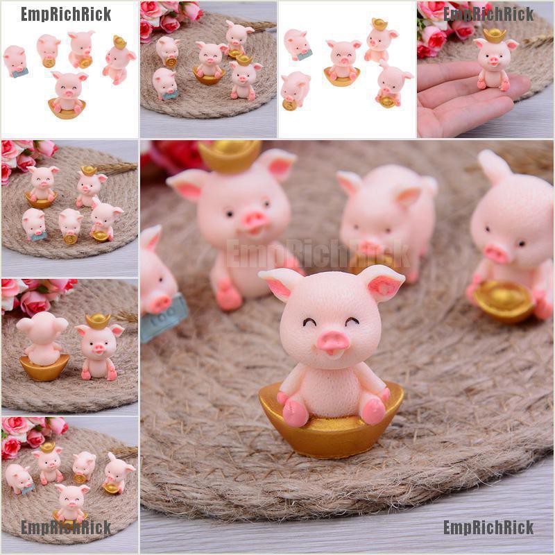 Set 5 Mô Hình Chú Heo Mini Dễ Thương Dùng Trang Trí Sân Vườn Diy