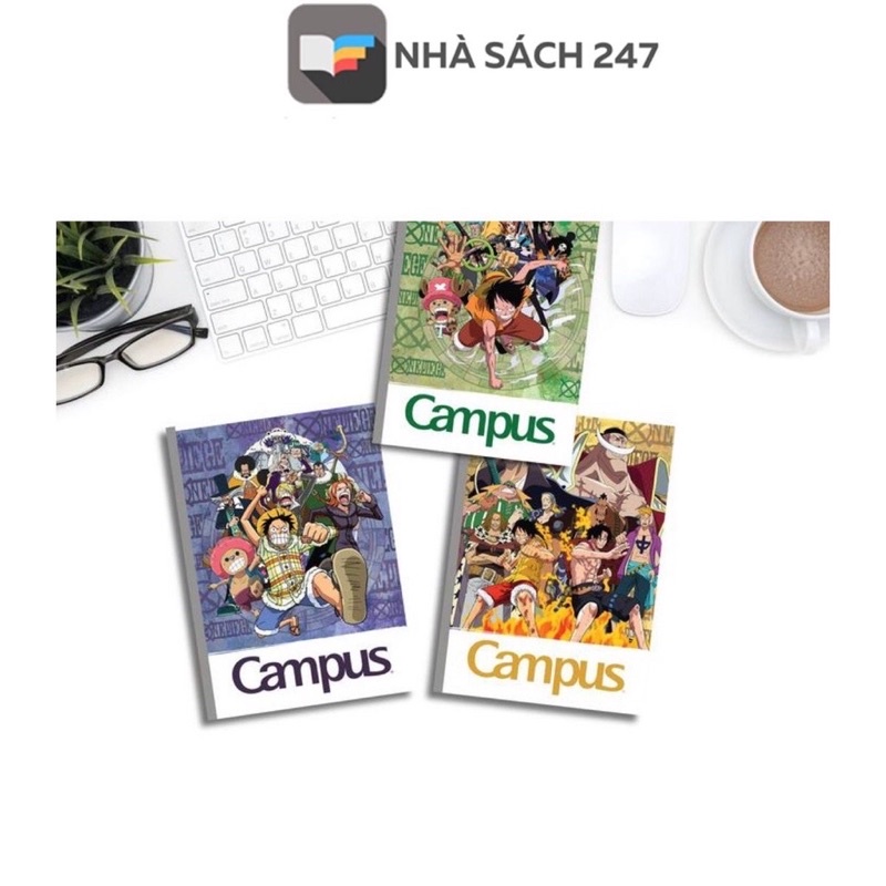 Combo 5 Vở Campus B5 Kẻ Ngang Có Chấm One Piece (200 Trang )