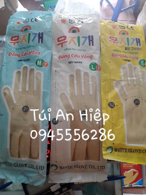 Găng tay cao su cầu vồng size S M L (1 đôi) | Rubber Gloves (1 pair) S M L