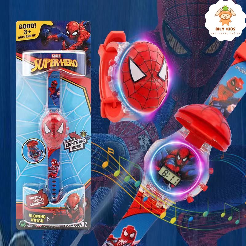 Đồng hồ cho bé trai, đồng hồ trẻ em siêu nhân, người nhện, đội chó cứu hộ, batman BilyKids cho bé từ 1 đến 10 tuổi