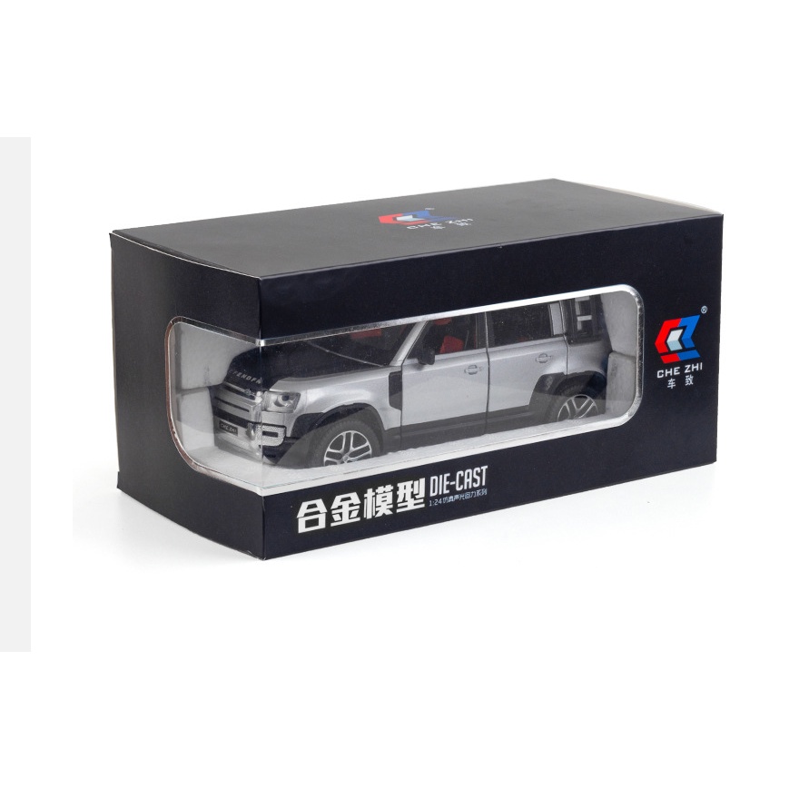 Mô hình xe ô tô Land Rover Defender tỉ lệ 1:24 kim loại hãng CHEZHI oto đồ chơi bé trai vỏ sắt trưng bày o to SUV mini