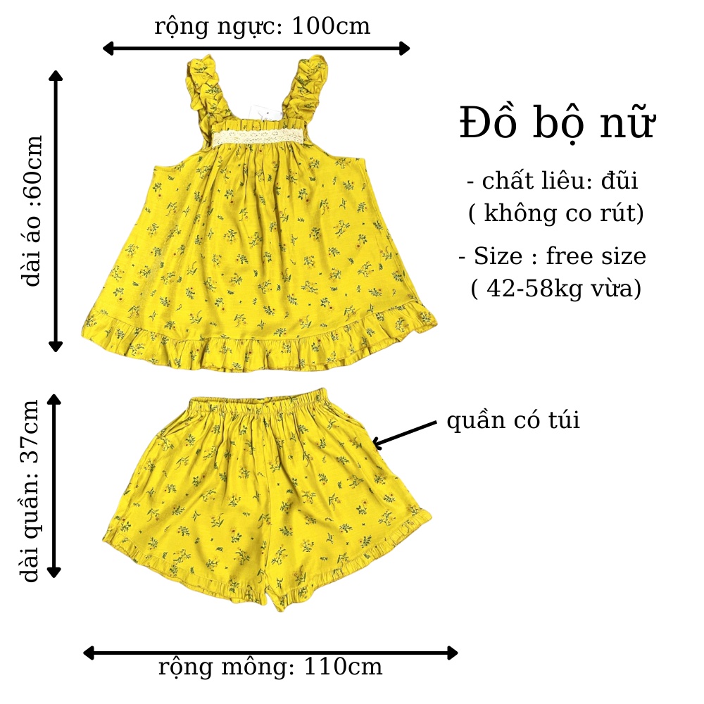 Đồ Bộ Mặc Nhà Nữ Đũi Đồ Ngủ Hai Dây Mùa Hè Dễ Thương Hoa Nhí Xinh Mát PINKBOUTIQUE 222