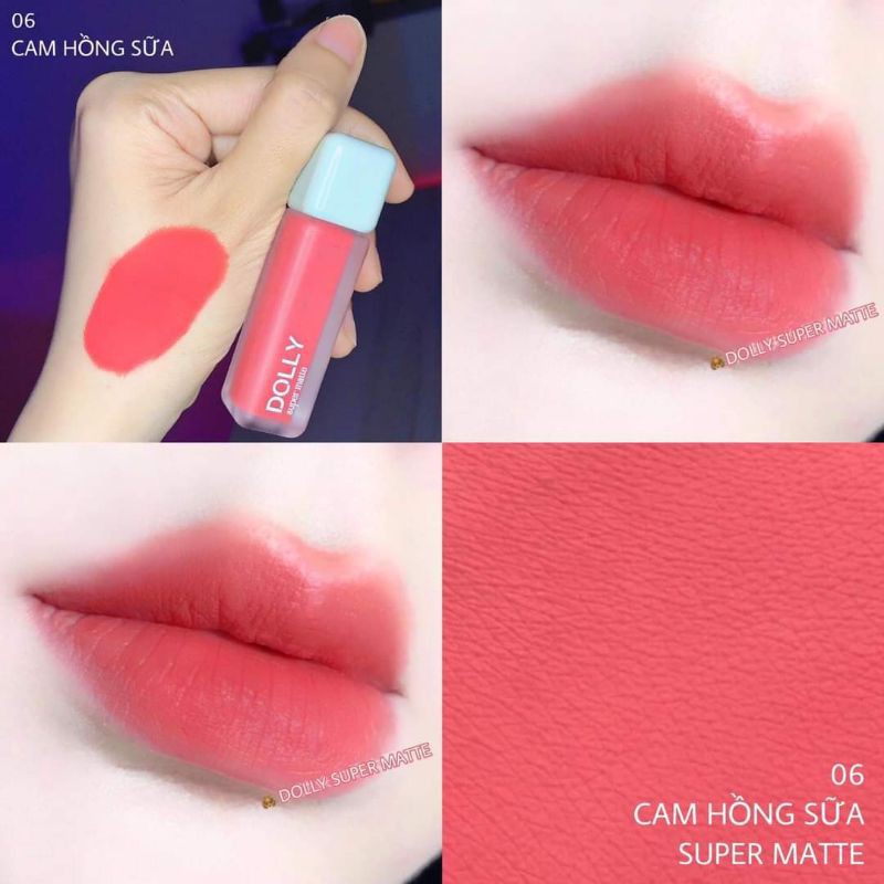 NEW 2021 [Cam Hồng Sữa 06] Son Kem Lì Dolly Super Matte Không Chì Màu Cam Hồng Sữa | BigBuy360 - bigbuy360.vn