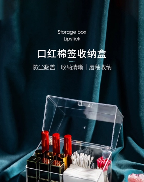 [Sẵn] Hộp Đựng Son 12 Ô (9 ô nhỏ 3 ô to) Nhựa Mica Trong Suốt Có Nắp Đậy Chống Bụi Và Nước