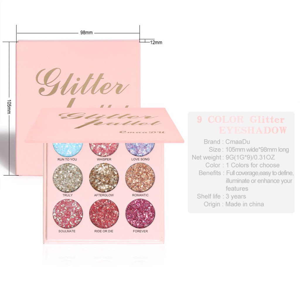 Nhũ mắt kim tuyến Cmaadu trang điểm mắt Glitter pallet