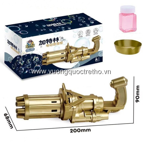 Súng Bắn Bong Bóng 8 Nòng Siêu Mạnh Cho Bé, Súng Máy Phun Thổi Bong Bóng Xà Phòng 8 Nòng Cho Bé